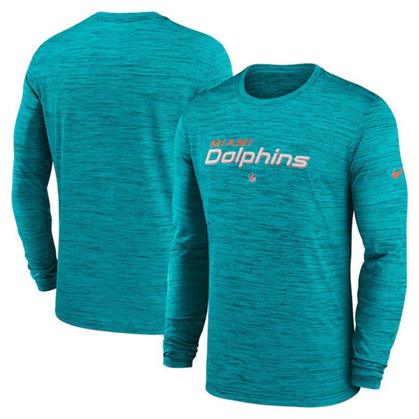 Miami Dolphins Aqua Sideline Team Velocity Performance Long Sleeve T-Shirt